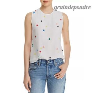 Rare! Equipment "Lyle" Rainbow Star Print Silk Sleeveless Tank France S